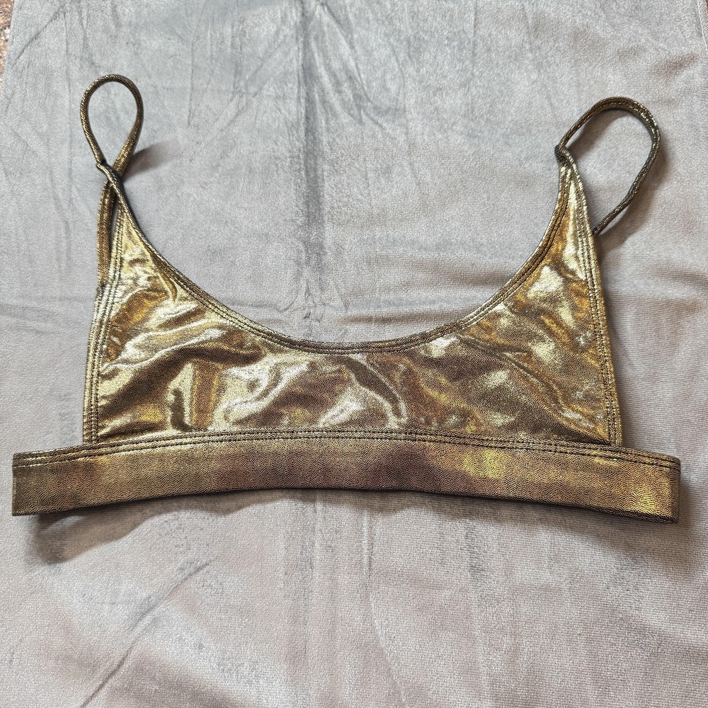 Minimale Animale Womens Bikini Top M Gold Metallic Shimmer Minimalist Glam